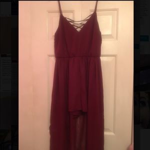 Burgundy romper maxi dress
